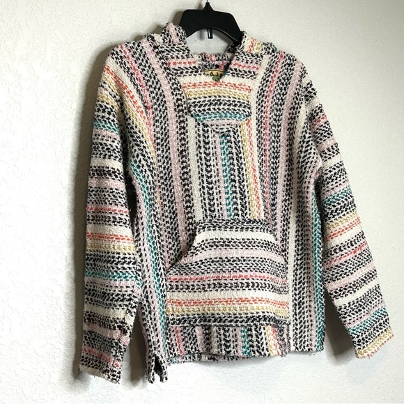 Women BAJA JOE Small Knit Hoodie Pullover Multicolor Sweater - Picture 3 of 13